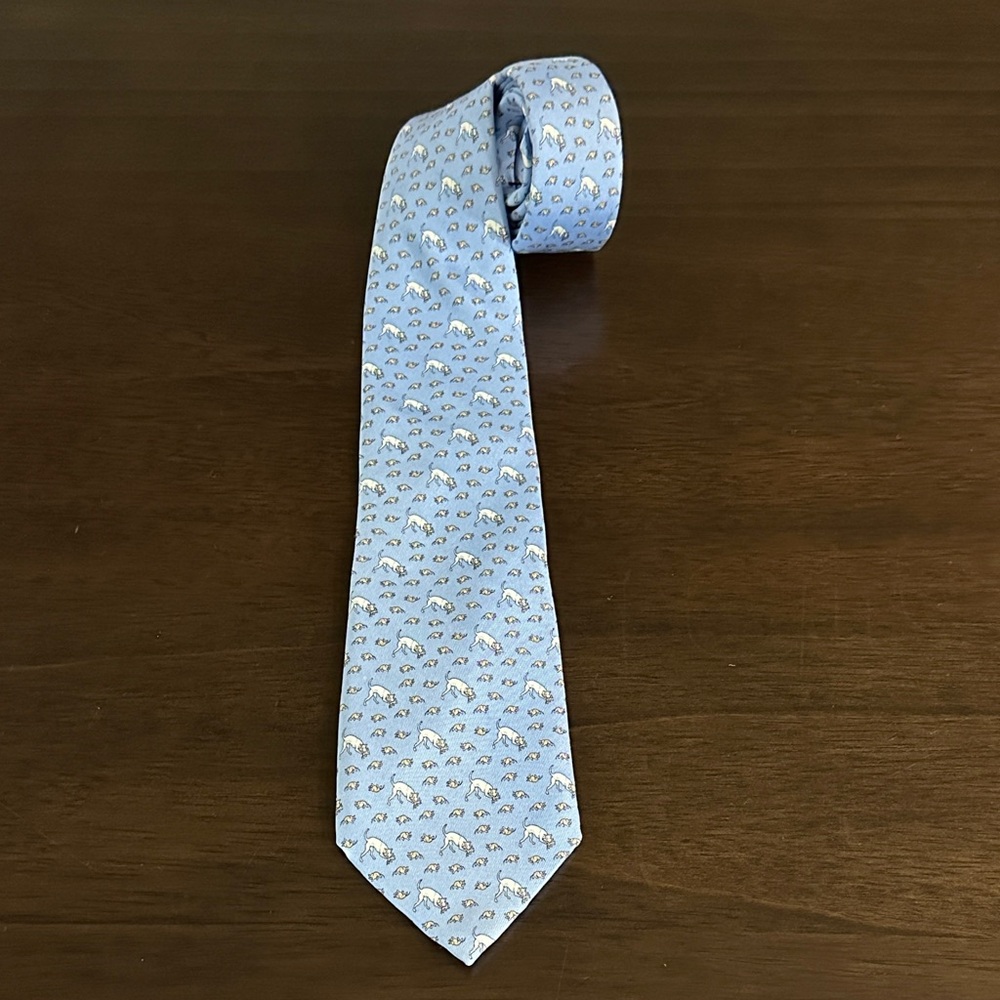 Vineyard Vines Blue Tie with Dog and Duck Pattern
